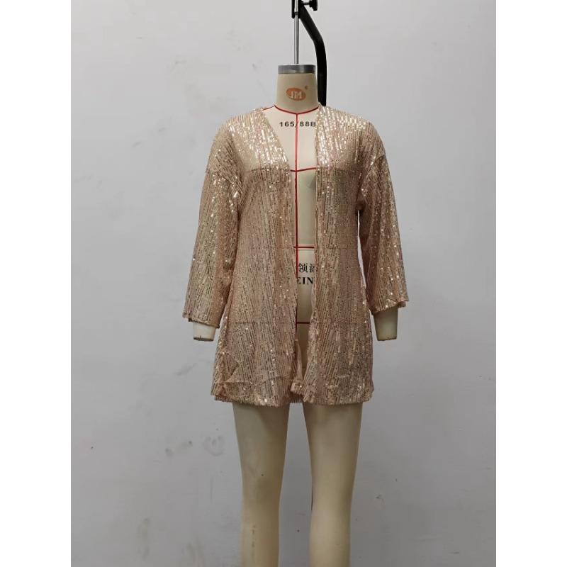 Женская повседневная летняя свободная куртка с блестками