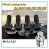 M14 X 1.25 4 Bolts + 1 Key Black Wheel Locking Bolts Lug Nut Black + Key For BMW Mini R50 R52 R53 Convertible (R57) 2009 - 2016