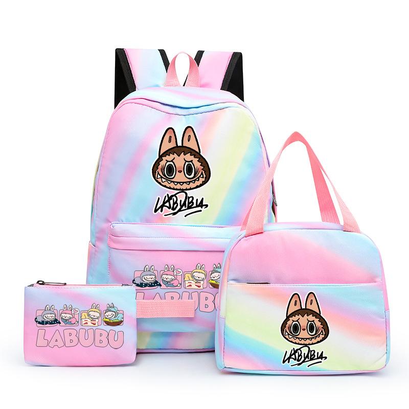 3Pcs/set Printed Backpack with Lunch Bag Pencil Case Student Teenager Boy Girl Bagpack Women's Backpack Set Travel Bag