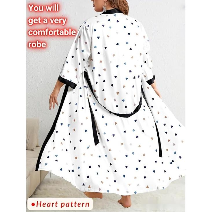 Женский халат на День святого Валентина больших размеров, сексуальный атласный халат, длинная одежда для сна