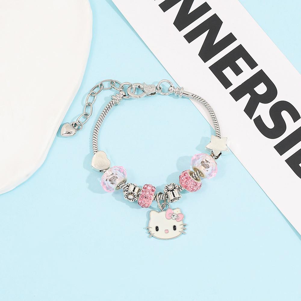 Браслет-шарм с мультяшными персонажами Hello Kitty и бусинами из цинкового сплава Для подарков и аксессуаров