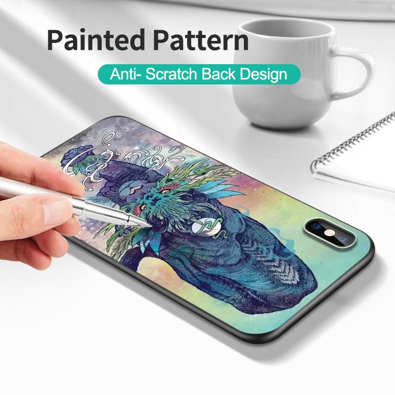 ЧЕРНЫЙ ТПУ ЧЕХОЛ ДЛЯ VIVO Y20 Y11S Y20I Y20S Y20A Y20G Y20T Y20SG Y21T Y21A Y21E Y21S Y21 2021 Иллюстрация из «Шань хай цзин»