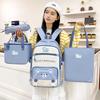New Student Schoolbag Cute Cartoon Backpack Simple Lightweight Large Capacity Backpack Four-piece Set for Primary and Secondary Schools
