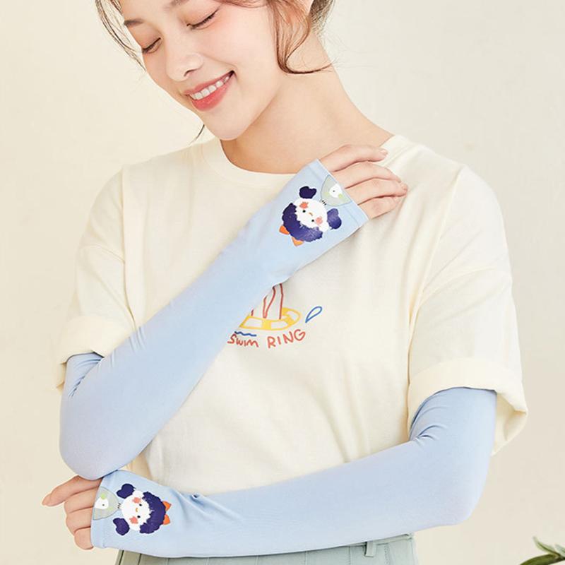 Летний солнцезащитный рукав, многоцветная защита рук для защиты от комаров, езда, мультяшная леди, вождение, ледяной шелк