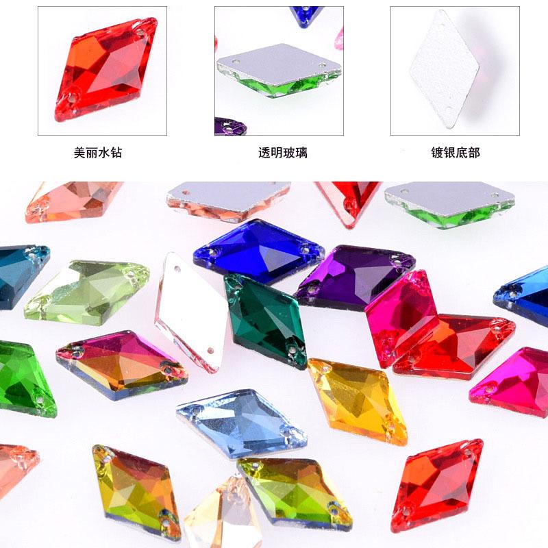 Crystal Hand-Sewn Diamond, Glass Rhinestone Diy Crystal Material, Rhombus Creative Clothing Accessories