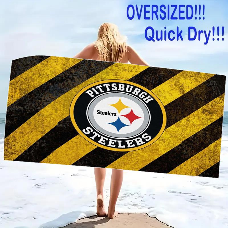 Pittsburgh Steelers Logo Print Beach Towel, Large Soft Quick Dry Towel for Beach Camping Swimming