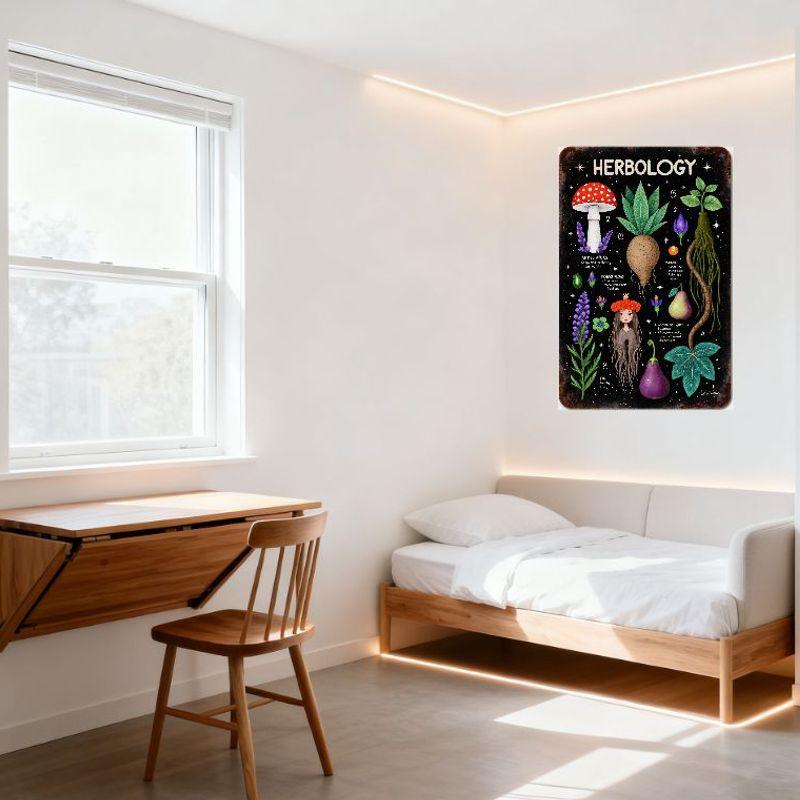 HERBOLOGY Ботанические Растения Грибы Жестяная Вывеска Винтажный Причудливый Фэнтези Арт Постер для Бара Паба Мужской Уголок Домашний Декор