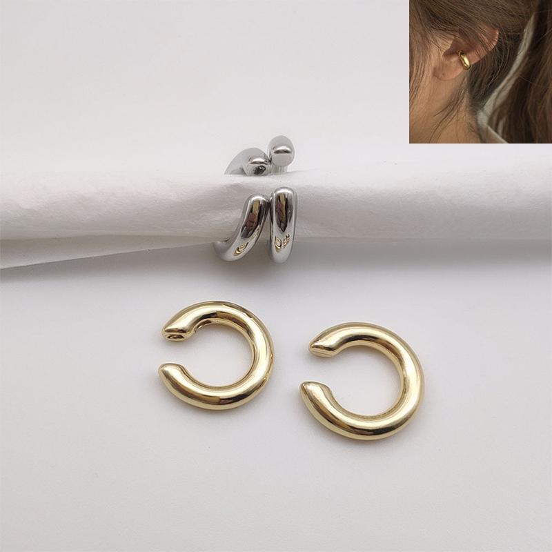 Женские круглые серьги-клипсы в стиле панк, асимметричные двойные круглые серьги-клипсы, темпераментные, универсальные, серьги в форме буквы С