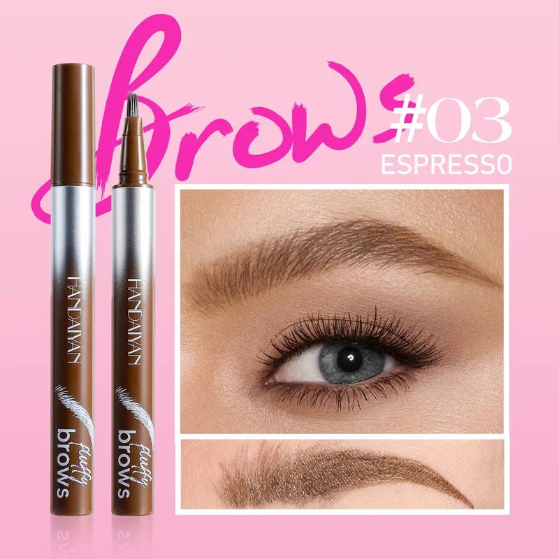 Квадратная кисть Wild Liquid Eyebrow Pen Натуральная водостойкая стойкая 4D ручка для татуажа бровей, похожая на волоски Жидкая бровь Корейский макияж