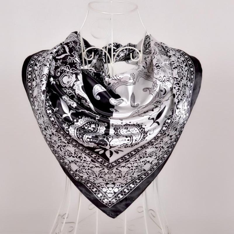 Black Gold Silk Scarves Bufandas Female Scarfs Shawl Fashion Elegant Satin Square Scarves Fall Winter Brand Silk Scarf Hijab