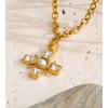 Stainless Steel Pearl Cubic Zirconia Cross Classic Necklace Pendant Hot Style Delicate Stylish Chic Jewelry