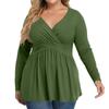 Женская рубашка большого размера с длинным рукавом, принт, плиссированный повседневный топ с V-образным вырезом