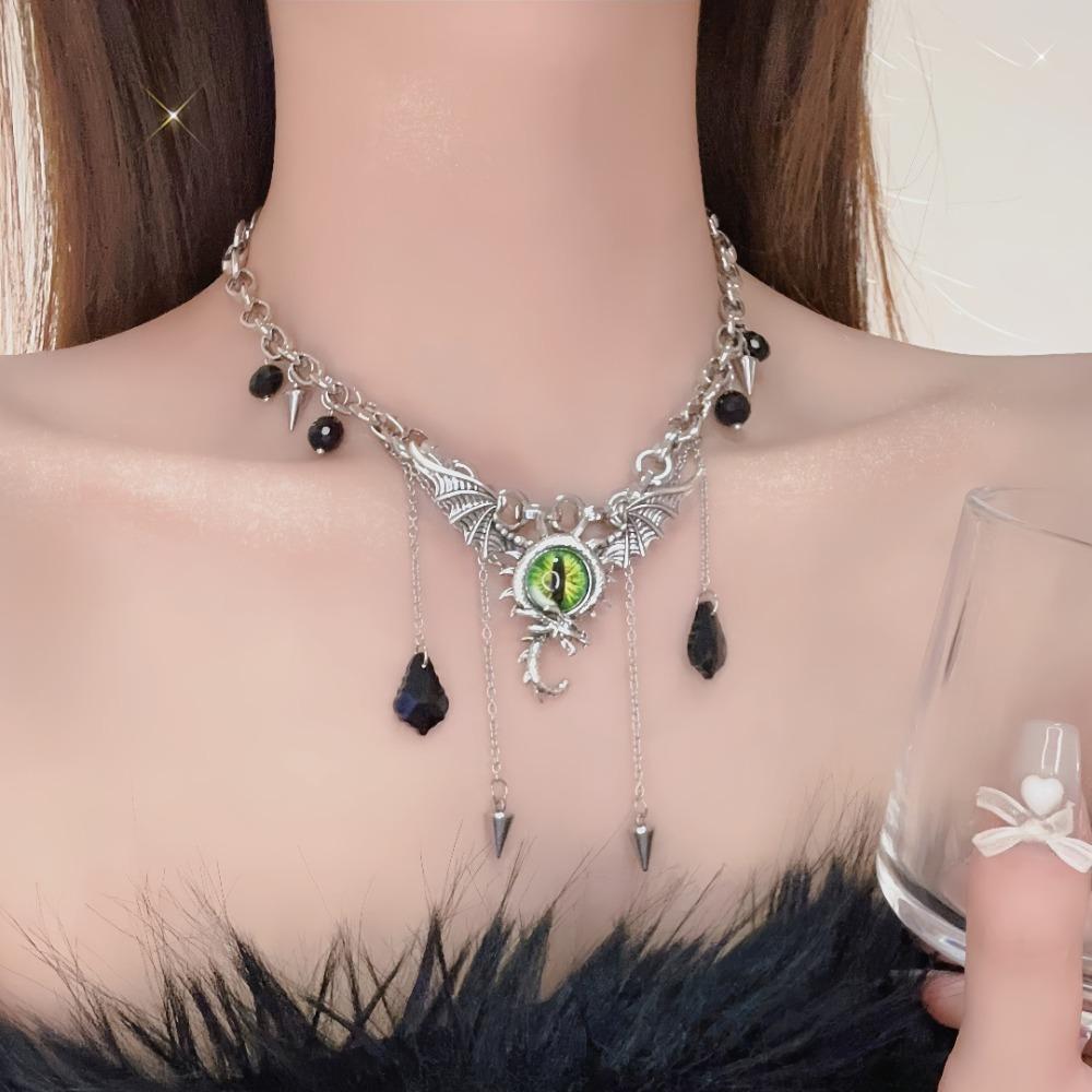 Wings Metal Chain Necklace Eye Punk Gothic Necklace Fashion Ghost Necklace Women  Party