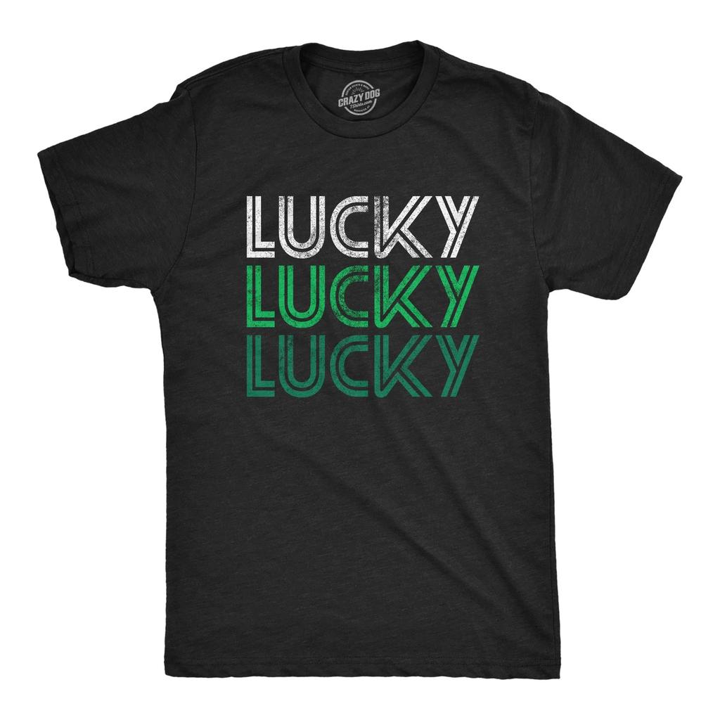Мужская футболка 'Lucky Lucky Lucky' Смешная Графика Удачи для Парада в День Святого Патрика