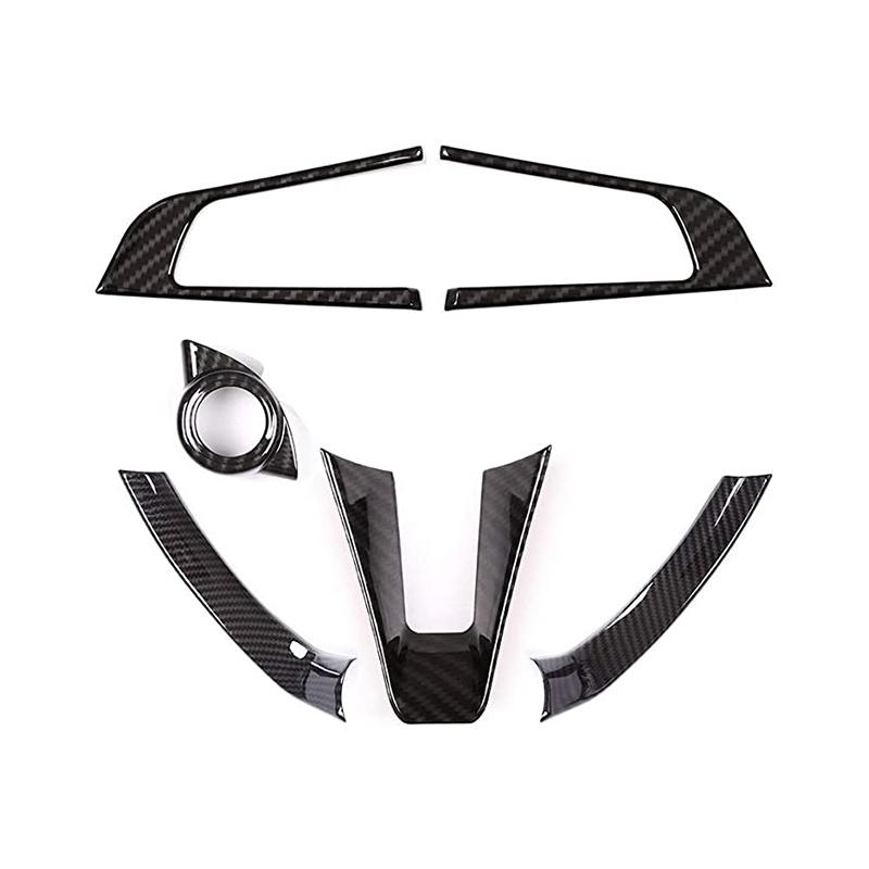 ABS Carbon Fiber Style Car Steering Wheel Cover Trim For Alfa Romeo Giulia 2017 2018 Interior Accessories