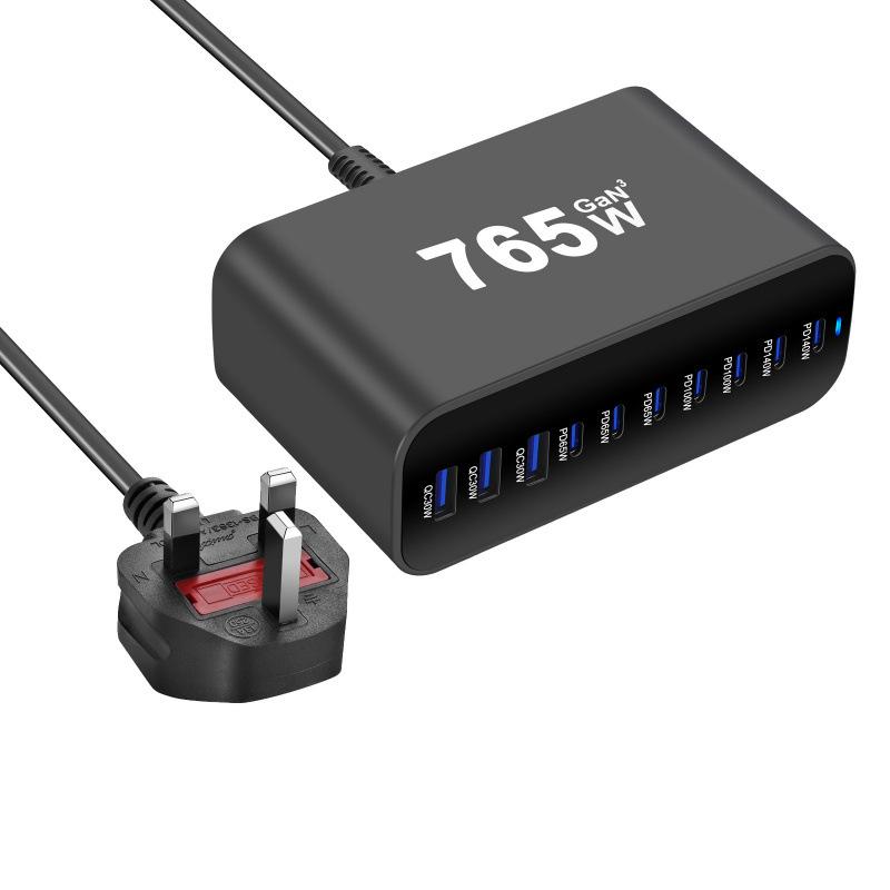 New Gallium Nitride 800W Multi-port PD Desktop Charger with AU Plug Adapter