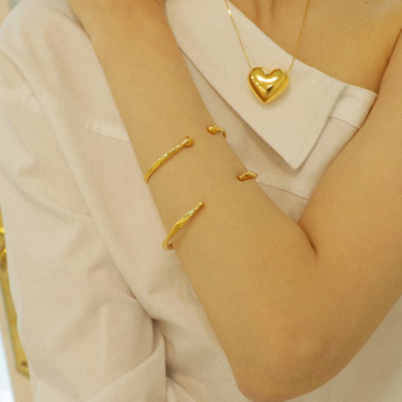 LAYERMOOD [СЕРДЦЕ] Золотой браслет с одной бусиной(925silver)