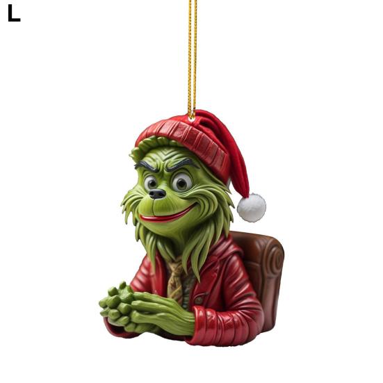 Christmas Green Hair Elf Decoration Acrylic Reusable Holiday Decor Xmas Tree Car Rearview Mirror Hanging Ornament Pendant Party Supplies Gift