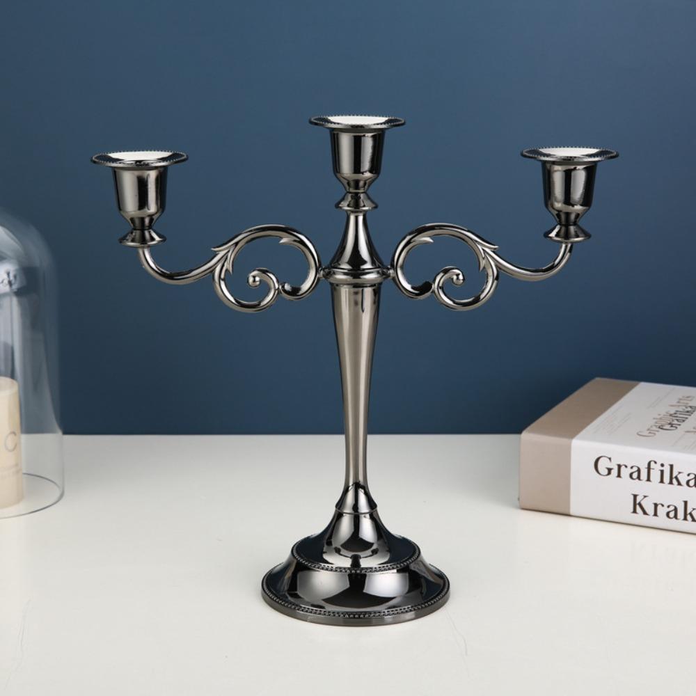 Electroplated European Candlestick Metal Zinc Zinc Alloy Candelabrum Party Supplies Candle Holder Banquet