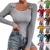 Women's Solid Color Loose Casual Square Collar Button Sweater Knitted Base Sweater Sweater
