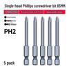 Strong Magnetic Phillips S2 Single Head Hex Shank Screwdriver Bit for Hand Drill - Super Hard, Small Head.