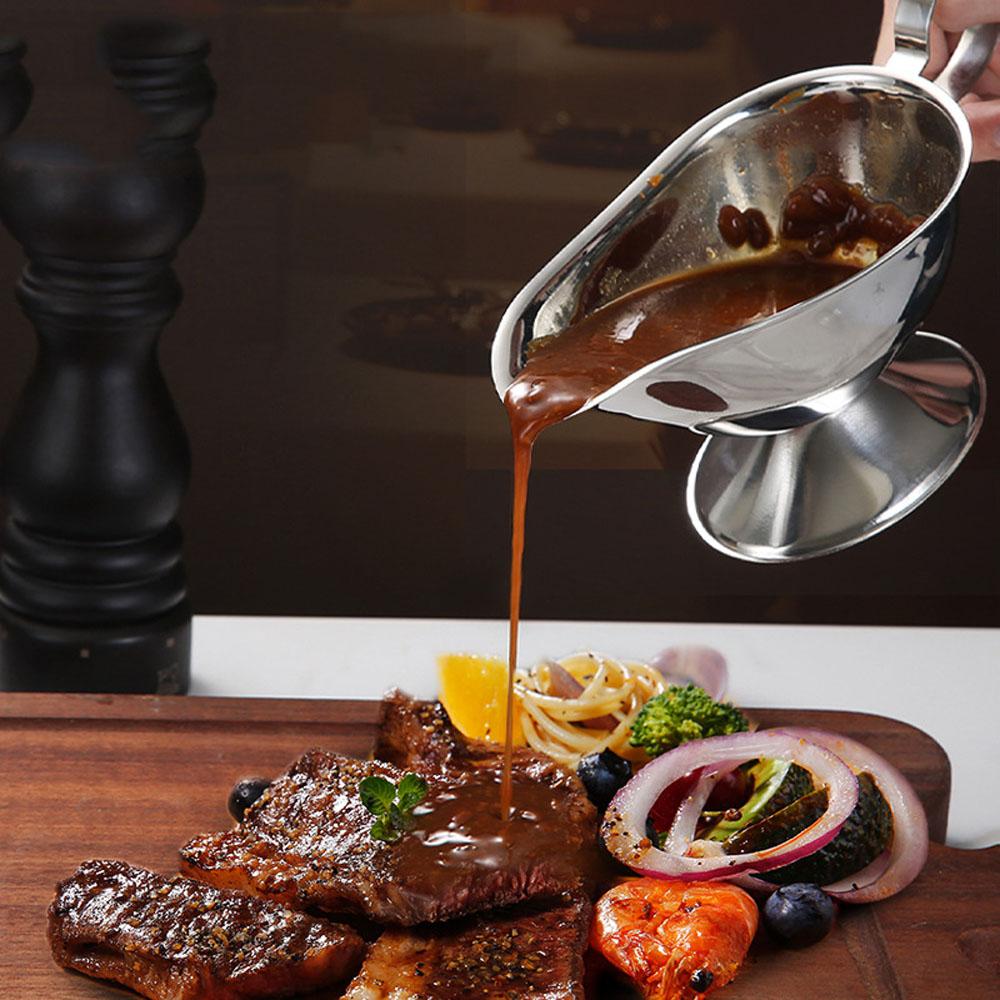 Stainless Steel Gravy Spice Black Pepper Sauce Boat Sauce Plate Ketchup Container Seasoning Cup