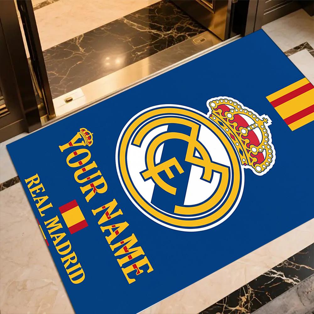 Real Madrid Club Customized Name Area Rug Suitable for Entryway Bedrooms Living Rooms Hallway Antislip Carpet Decorate Offices Gift for Festivals