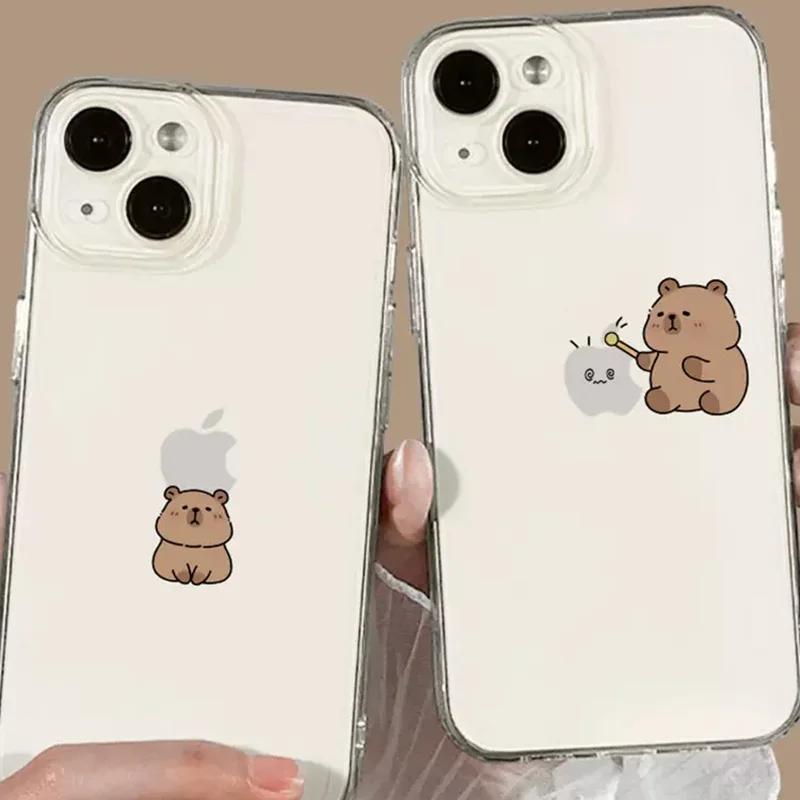Забавный Милый Капибара Прозрачный Чехол Для Телефона Для iPhone 15 16 14 13 11 12 Pro XS Max 13Mini XR X SE 7 8 15 Plus Прозрачный Чехол Fundas