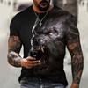 Beast Wolf 3d Black Printing Series New Summer Men's Short Sleeved Shirt Super Large Top Fashion Street Wear O Collar Men's Shir