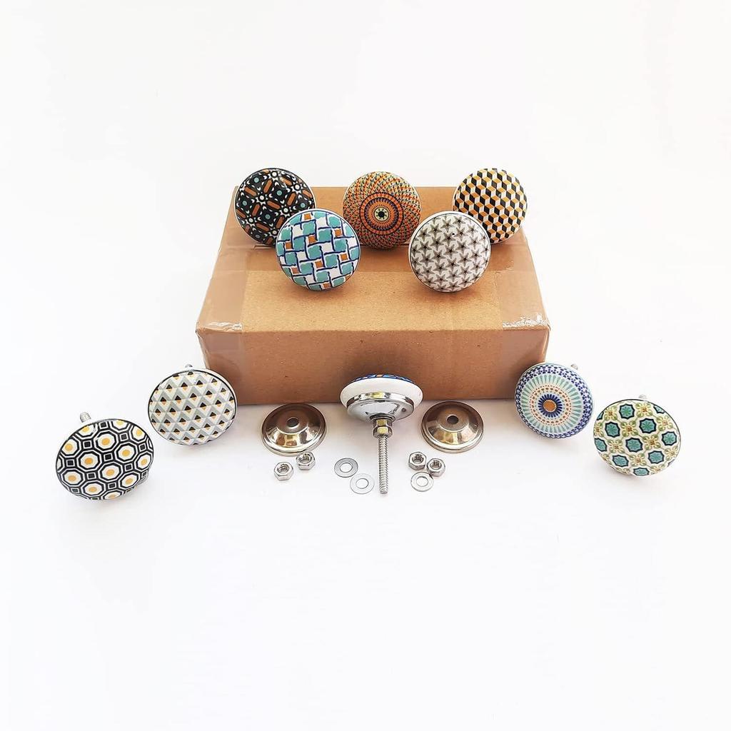 Винтажные керамические ручки-кнопки для кухонного шкафа, двери и ящика, гардероба, буфета (Набор из 10)