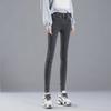 Women's High-Waisted Double Buckle Stretch Skinny Jeans for Autumn and Winter - Slim Fit Pencil Pants, Nine Points Length, Korean Style