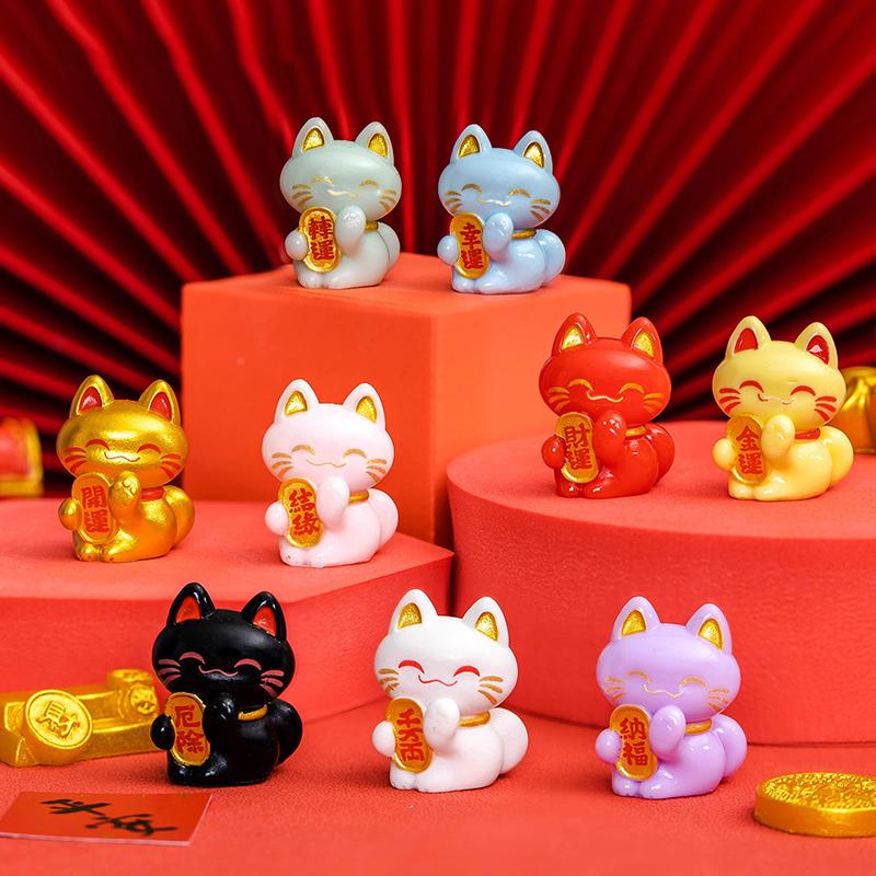 1 шт. милый мультяшный Lucky Cat изысканный орнамент из смолы маленький подарок ремесла миниатюрные фигурки для дома настольный орнамент