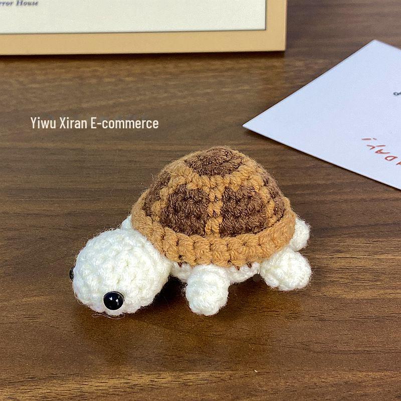 Милый брелок для ключей в виде черепахи, связанный крючком - мини-сумка из шерсти с рисунком