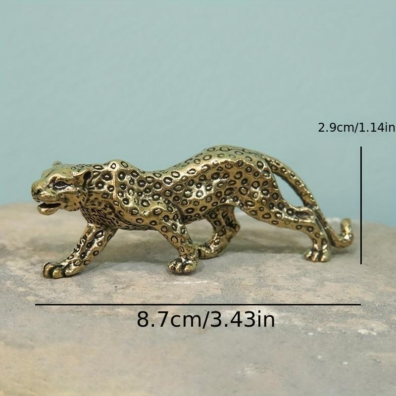 1 шт. латунное украшение в виде леопарда, креативное украшение для стола в винтажном стиле, старинная ручная кладь из чистой латуни, подарочное украшение в форме гепарда