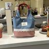 Cowboy Denim Bucket Bag Sweet Cute Wrist Bag Lovely Plaid Canvas Handbag  Streetwear