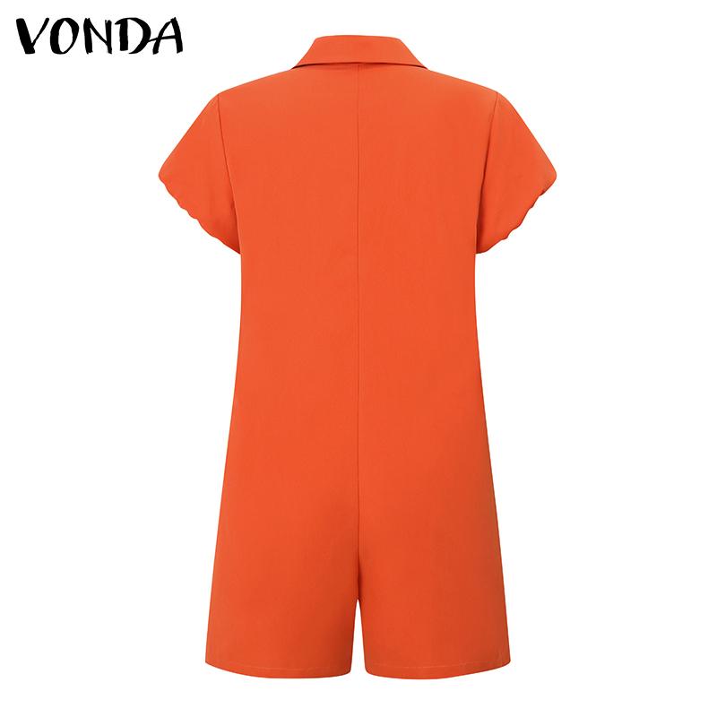 VONDA Женские летние комбинезоны с коротким рукавом и воротником-рубашкой