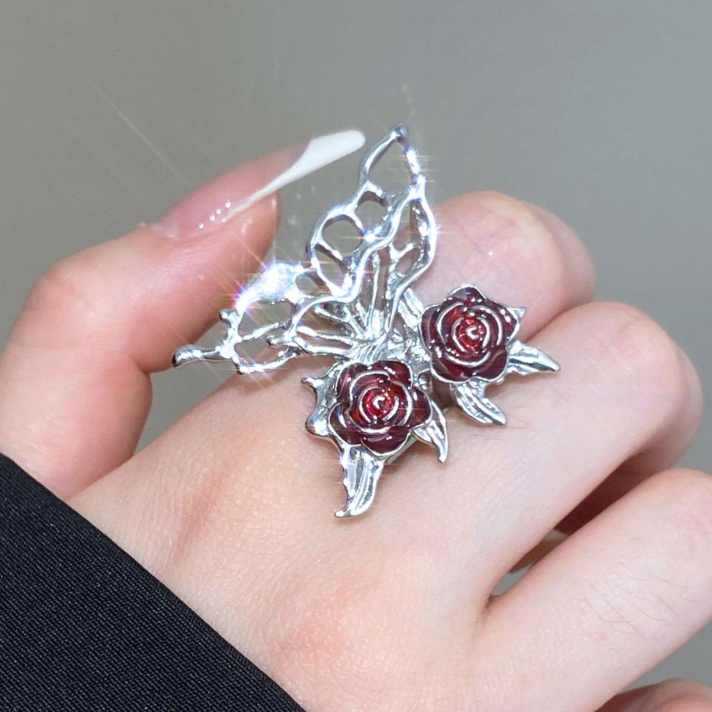 New European and American Dark Hollow Butterfly Rose Earrings with Cold Style Gothic Earrings