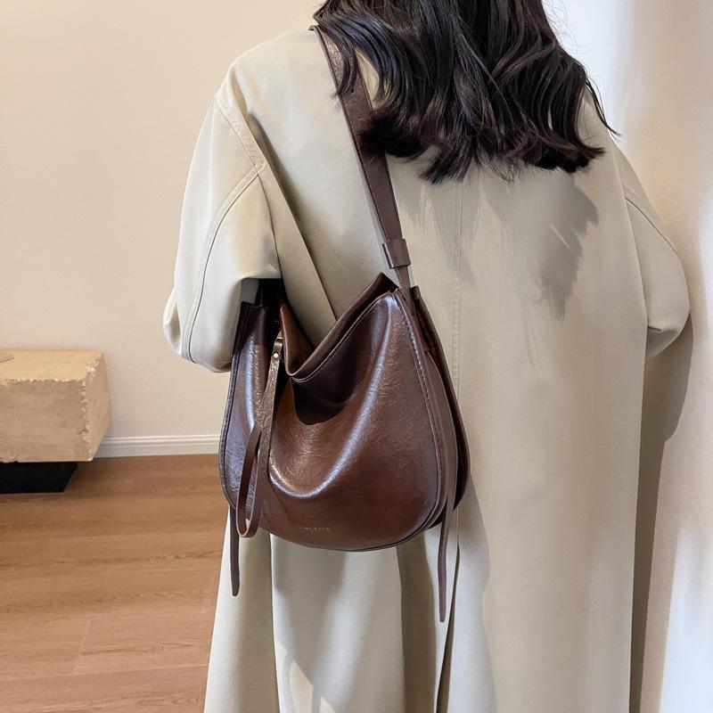 Большая вместительная сумка женская популярная сумка через плечо High Sense Retro Maillard универсальная сумка-ведро для поездок на работу