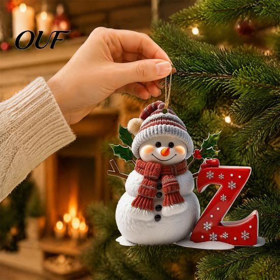 DIY Hanging Name Tags 2D Snowman Christmas Ornaments, Personalized Letter Ornaments for Tree, Reusable Tree Initial Ornament, Ornament Xmas