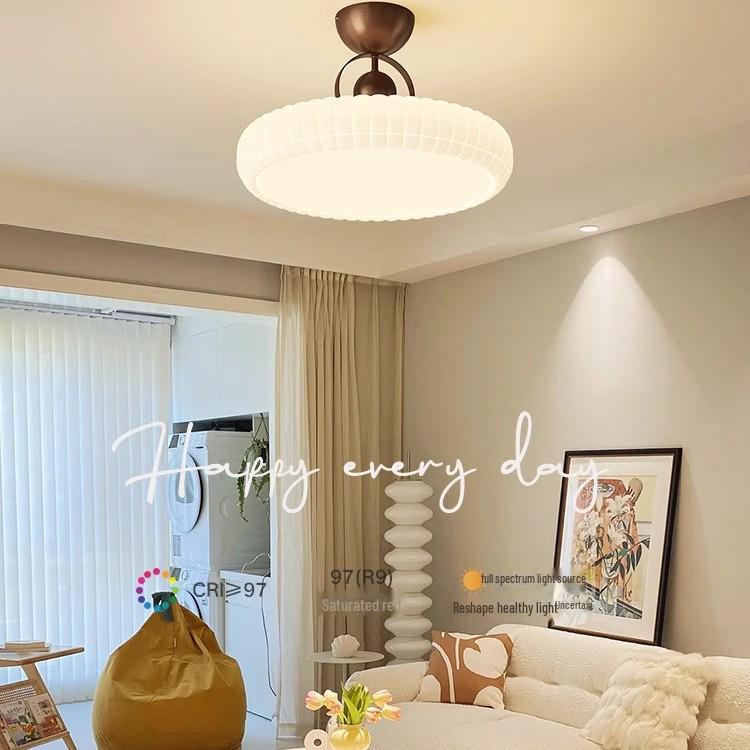 Винтажный кремовый французский потолочный светильник 2025 года – полная защита глаз для спальни и кабинета