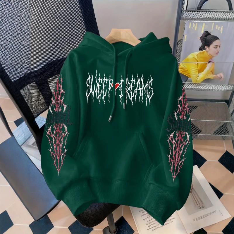 Mens Oversized Hooded Sweatshirt With Dark Fantasy Sword Print Loose Fit Winter Warm Fleece Lined Streetwear Top