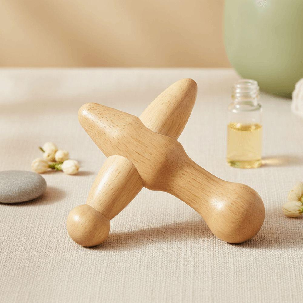 Handheld Wood Massage Roller Wood Trigger Point Massager Lymphatic Drainage