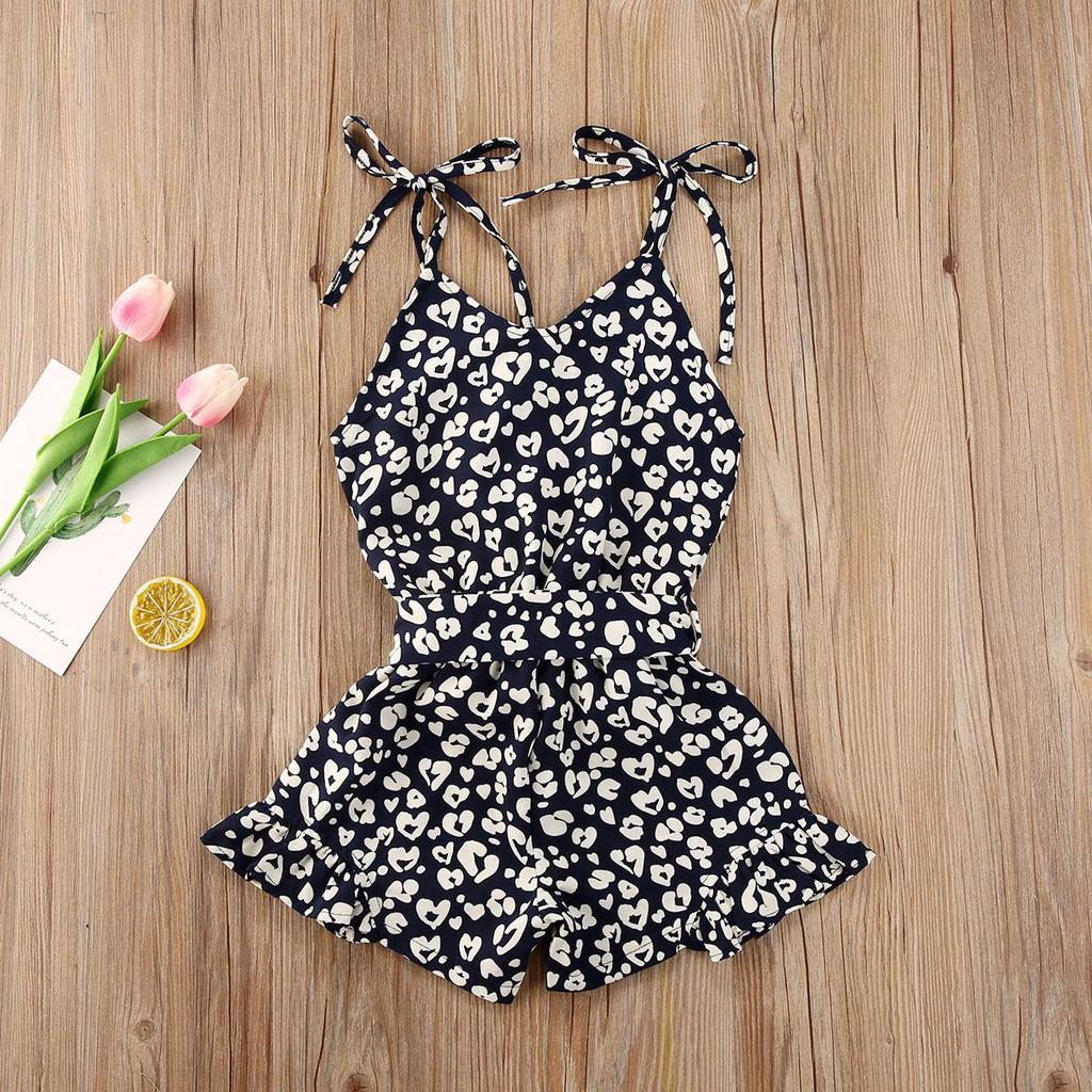 Летняя одежда для малышей, шорты на подтяжках для маленьких девочек, детский комбинезон без рукавов с леопардовым принтом, брюки на бретельках