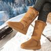 Autumn and Winter Long Snow Boots Women's Fashion Large Size Thickened Velvet Thermal Cotton Shoes Thick-soled Snow Cotton Boots