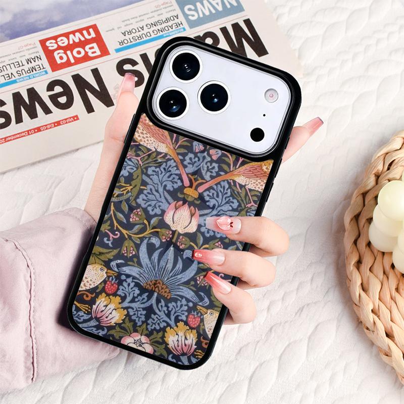 Чехол для телефона William Morris Strawberry Thief для iPhone 17 16e 15 14 13 12 11 Pro Max Air Mini Мягкий защитный чехол