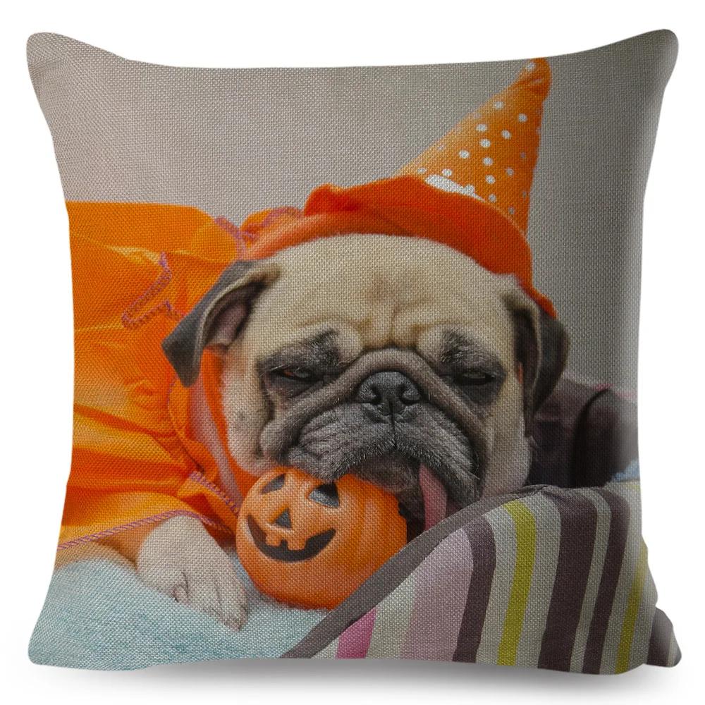 Both Sided Pug Dog Print Cushion Cover Decoration Pet Animal Pillow Case for Sofa Home Car Linen Pillowcase 45x45cm