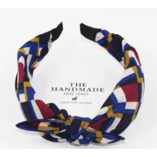 Синяя повязка на голову с бантом, ободок для волос для женщин, аксессуары для волос для взрослых, в горошек, с бантом, повязка на голову для волос, для девочек-подростков, жесткий ободок, полосатый