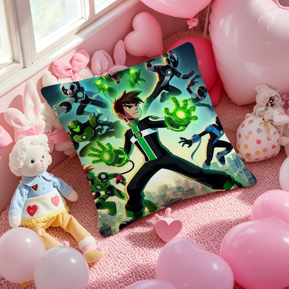 Cartoon BBen 10 Cool Pillow Case Soft Plush Fabric DoubleSided Printed Cushion Cover Warm Winter Sofa Pillow Case