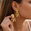 European and American creative western cowboy style hat pendant earrings, retro ethnic style imitation turquoise boots and earrings