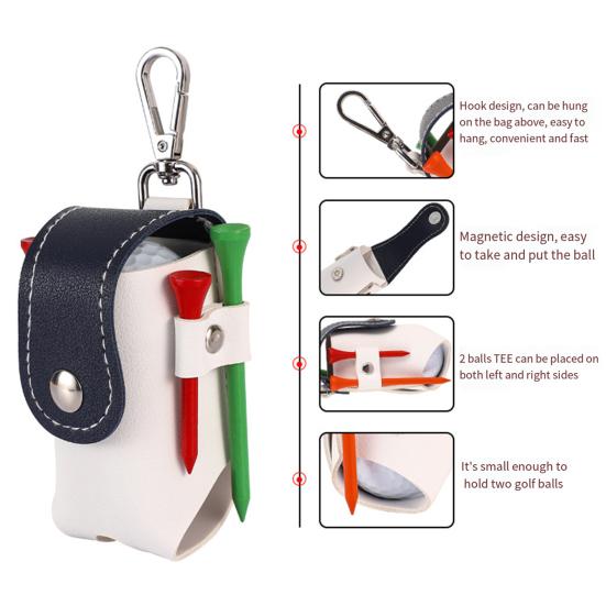 Mini Golf Ball Waist Bag Portable Faux Leather Golf Tees Holder Ball Storage Pouch Golfing Accessories for Golfers Men Women